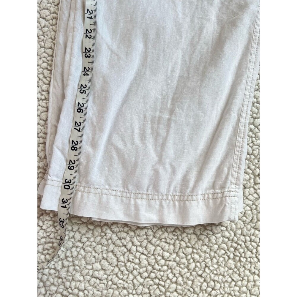Athleta Linen Wide Leg White Elastic Inside Drawstring Waist Pants Resort SZ L - Picture 8 of 16